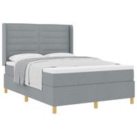 Boxspringbed met matras Lichtgrijs 160 x 200 cm Stof - thumbnail