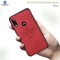 PINWUYO schokbestendige waterdichte volledige dekking PC + TPU + huid beschermende case voor Motorola Moto P40/P50/One Vision (rood) - thumbnail