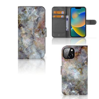 Apple iPhone 14 | Bookcase | Marmer Grijs Apple iPhone 14 | Bookcase | Marmer Grijs