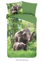 Good Morning Good Morning nr.30754 Elephants 140x220 groen - thumbnail
