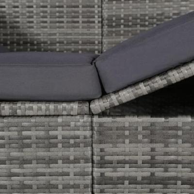 VidaXL Tuinbed met luifel 205x62 cm poly rattan grijs