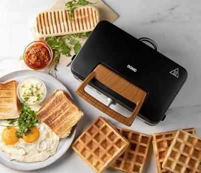 DOMO SANDWICH-WAFFEL-GRILL 3-IN-1 INKY BLACK Tosti-apparaat Zwart DOMO SANDWICH-WAFFEL-GRILL 3-IN-1 INKY BLACK Tosti-apparaat Zwart