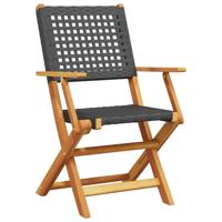 Tuinstoelen 6 st inklapbaar poly rattan en massief hout zwart - thumbnail