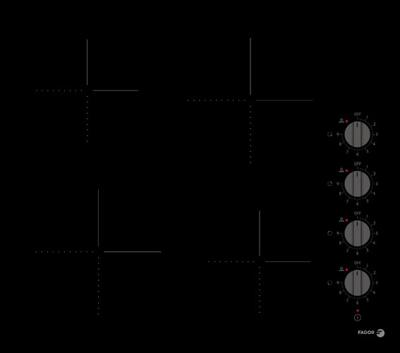 Vitroceramische kookplaat - FAGOR - FAVM3540 - 4 kookplaten - Zwart - 56 cm x 49 cm