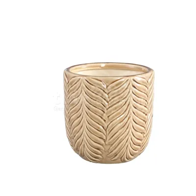 PTMD Bloempot Jux Leaf Bruin Ø13,5cm PTMD Bloempot Jux Leaf Bruin Ø13,5cm