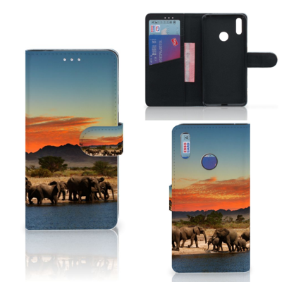 Huawei Y7 (2019) | Telefoonhoesje | Met pasjeshouder | Olifanten
