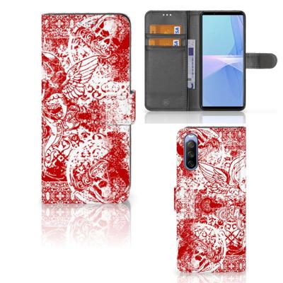 Telefoonhoesje met Naam Sony Xperia 10 III Angel Skull Rood Telefoonhoesje met Naam Sony Xperia 10 III Angel Skull Rood