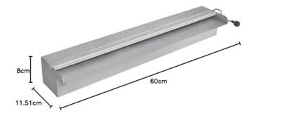 Zwembadwaterval met LED's rechthoekig 60 cm roestvrij staal