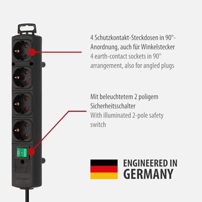 Stekkerdoos brennenstuhl comfort plus 4vdig 2m zw