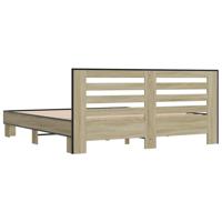 Bedframe bewerkt hout metaal sonoma eikenkleurig 200x200 cm - thumbnail
