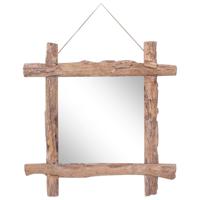 VidaXL Spiegel houtblokken70x70 cm gerecycled teakhout naturel - thumbnail