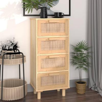 Dressoir 40x30x90 cm massief grenenhout en rattan bruin Dressoir 40x30x90 cm massief grenenhout en rattan bruin