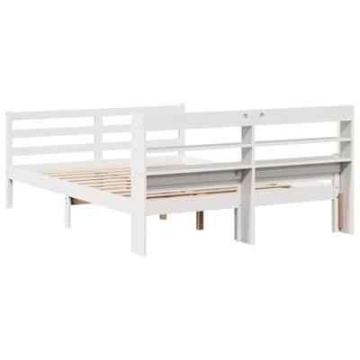 Bedframe met hoofdbord massief grenenhout wit 135x190 cm