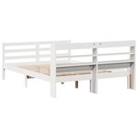 Bedframe met hoofdbord massief grenenhout wit 135x190 cm - thumbnail
