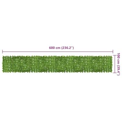 Balkonscherm met groene bladeren 600x100 cm - thumbnail