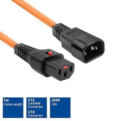 ACT AK5036 Netsnoer C13 IEC Lock | C14 | Oranje | 1 meter