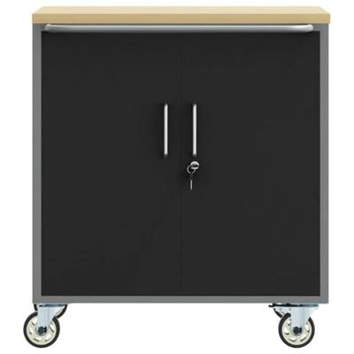 VidaXL Werkbank met plank met wiel zwart en grijs 75 x 45 x 85 cm VidaXL Werkbank met plank met wiel zwart en grijs 75 x 45 x 85 cm