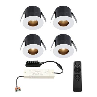 Set van 4 Olivia LED Mini Inbouwspots met Trafo - 12 Volt 3 Watt 150 lumen - Dimbaar - Verzonken - Plat 36mm - 2700K - IP44 waterdicht - Wit - Veranda Spotjes - Overkapping Spotjes