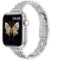 By Qubix - Stalen slim fit band - Zilver - Compatible met Apple watch 38mm / 40mm / 41mm / 42mm - Compatible Apple watch bandjes - thumbnail