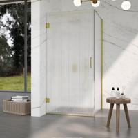 Fortifura Galeria Douchecabine - 80x120x200cm - scharnieren - deurgreep - stabilisatiestang - helder geribbeld - veiligheidsglas - Geborsteld messing PVD (Goud) SW1208820/SW1122564/SW797910/SW797953 - thumbnail