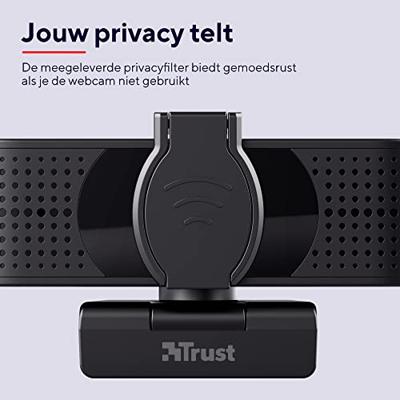 Trust Teza 4K-webcam 3840 x 2160 Pixel Standvoet, Klemhouder
