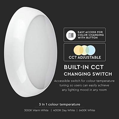 LED Plafondlamp - 15 Watt 1400 lumen - 3 Lichtkleuren instelbaar - Rond 32cm - Opbouw - Plafonniere - IP65 waterdicht - Badkamerlamp - Wit - thumbnail