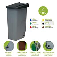 Vuilnisbak op wieltjes Denox Zwart Grijs 110 L - thumbnail