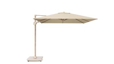 Platinum Challenger zweefparasol T2 Premium 3x3 Teak frame champagne doek