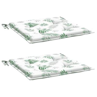 VidaXL Stoelkussens 2 st bladpatroon 50x50x3 cm stof