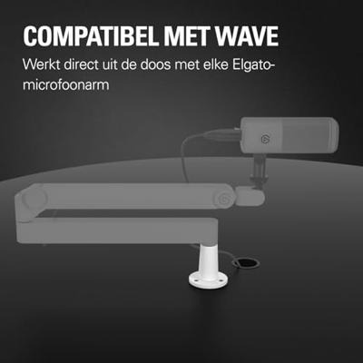 Elgato Wave Desk Plate White – Flensbevestiging voor Elgato-microfoonarmen, eenvoudige installatie met schroeven, geen klemmen of uitsparingen, montageschroeven van 1/4 – Voor houten bureaus en tafels