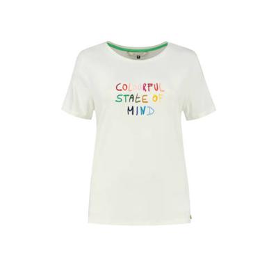 POM Amsterdam T-shirt Colourful State of Mind met printopdruk ecru POM Amsterdam T-shirt Colourful State of Mind met printopdruk ecru