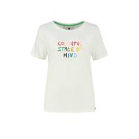 POM Amsterdam T-shirt Colourful State of Mind met printopdruk ecru - thumbnail