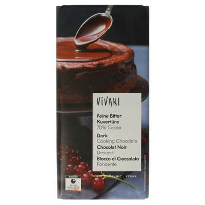 Vivani Couverture smeltchocolade puur bio 200 Gram Vivani Couverture smeltchocolade puur bio 200 Gram