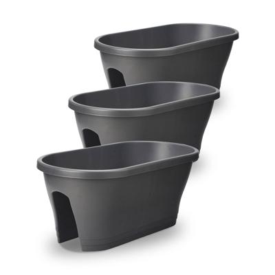 Elho Corsica Flower Bridge 60 - Balkonbakken - 29,6 X 58 X 24 Cm - 18 Liter - Grijs - Antraciet - 3 Stuks Elho Corsica Flower Bridge 60 - Balkonbakken - 29,6 X 58 X 24 Cm - 18 Liter - Grijs - Antraciet - 3 Stuks