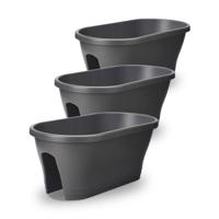 Elho Corsica Flower Bridge 60 - Balkonbakken - 29,6 X 58 X 24 Cm - 18 Liter - Grijs - Antraciet - 3 Stuks - thumbnail