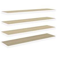 Wandschappen zwevend 4 st 120x23,5x3,8 cm MDF eikenkleurig wit - thumbnail