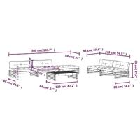 6-delige Loungeset met kussens massief hout wit - thumbnail