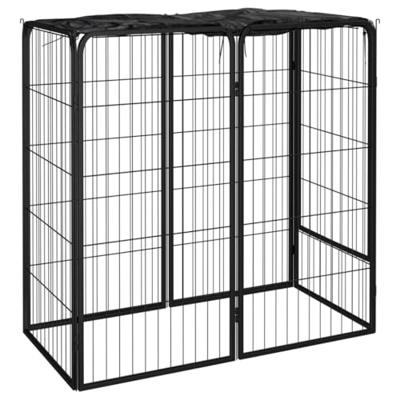VidaXL Hondenkennel 6 panelen 50 x 100 cm gepoedercoat staal zwart VidaXL Hondenkennel 6 panelen 50 x 100 cm gepoedercoat staal zwart