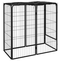 VidaXL Hondenkennel 6 panelen 50 x 100 cm gepoedercoat staal zwart - thumbnail