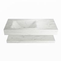 MONDIAZ ALAN-DLUX 100cm planchet Opalo. Vrijhangende wastafel CLOUD links zonder kraangat, kleur Opalo. - thumbnail