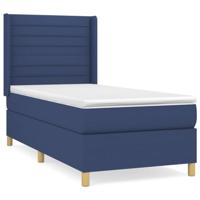 Boxspring met matras stof blauw 90x200 cm - thumbnail