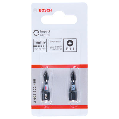Bosch Accessoires Impact Control Bit PH1 25mm 2St - 2608522468 Bosch Accessoires Impact Control Bit PH1 25mm 2St - 2608522468