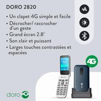 Doro 2820 - Eenvoudige Senioren Klaptelefoon - 4G - Blauw/Wit - thumbnail
