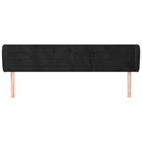 Hoofdbord met randen 183x23x78/88 cm fluweel zwart - thumbnail