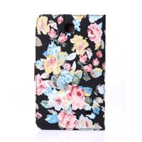 Peony patroon Denim structuur lederen hoesje met opbergruimte voor pinpassen opberg vakjes & houder voor Samsung Galaxy Tab 4 7.0 / SM-T230 - thumbnail
