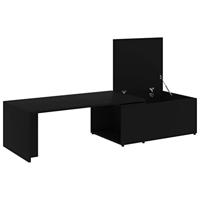 Salontafel 150x50x35 cm bewerkt hout zwart - thumbnail
