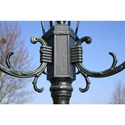 VidaXL Tuinlantaarn met 2 armen 230 cm aluminium donkergroen/zwart VidaXL Tuinlantaarn met 2 armen 230 cm aluminium donkergroen/zwart