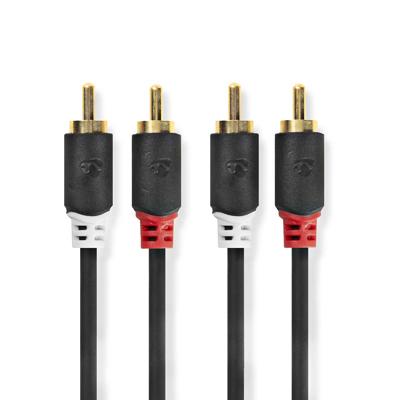 Stereo audiokabel | 2x RCA male - 2x RCA male | 2,0 m | Antraciet