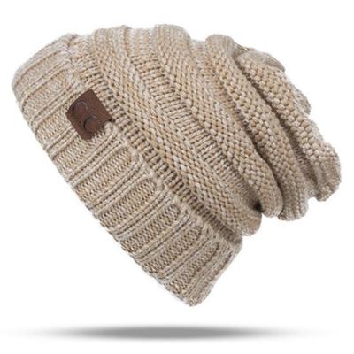 CC brief effen kleur wol hoeden beknopte breien Hat (donker Beige) CC brief effen kleur wol hoeden beknopte breien Hat (donker Beige)