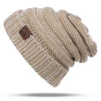 CC brief effen kleur wol hoeden beknopte breien Hat (donker Beige) - thumbnail